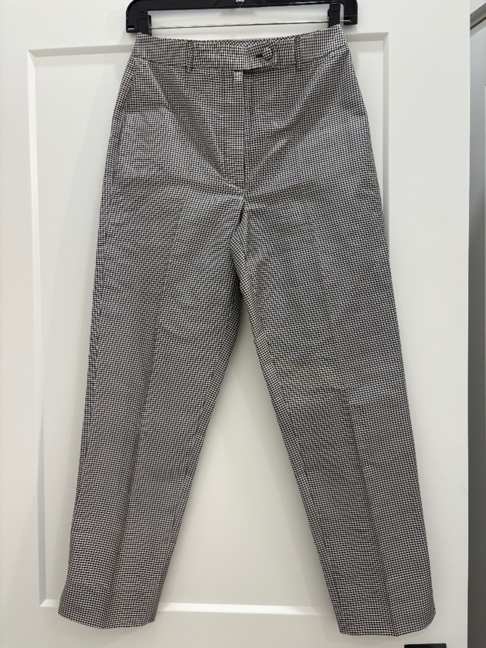 Anne Klein Black & White Silk Gingham Pants; Size: 2 Petite
